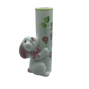 Vintage F.T.D.A. Weiss Brazil Porcelain Bunny Bud Vase Easter 7.75”